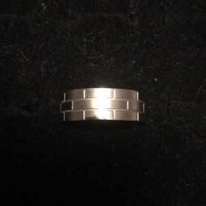 Unisex stacked brick look stainless steel band